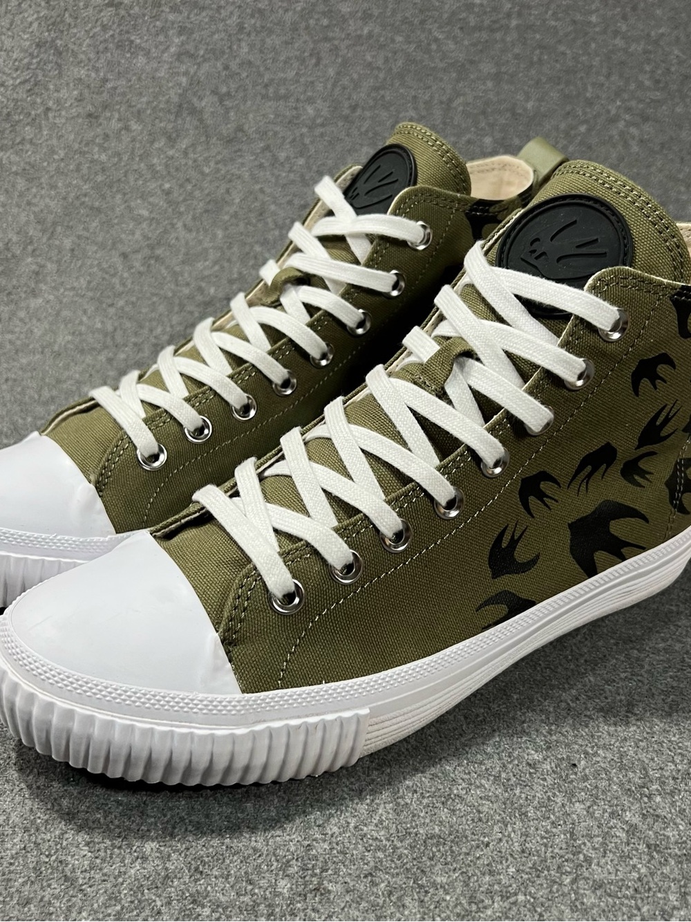 Alexander Mcqueen Swallow Vulc High Canvas Military Khaki Unisex Sneaker Size 41